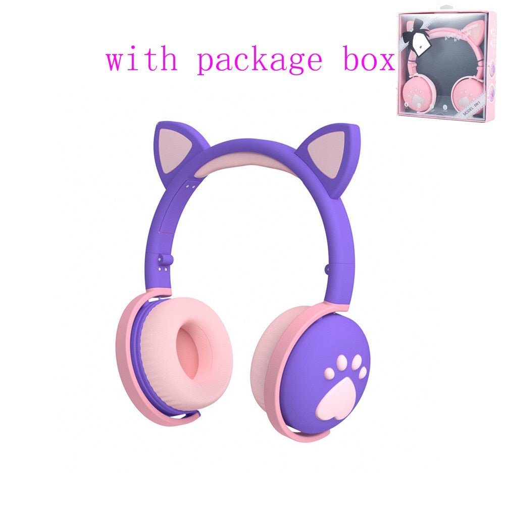 AIKSWE Bluetooth Headphones glowing cute LED Cat Ear