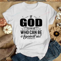 
              If God Is for Us Letter Printed T Shirt Men Female Fashion Jesus Faith God Religious Graphic Casual Short Sleeve Ventilate Tops
            