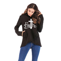 
              Large Size Faith Print Sweatshirt Hoodies
            