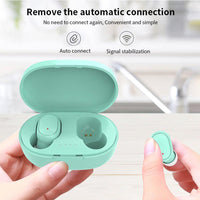 
              Wireless Headphones Stereo Headset Mini Earbuds with Mic- USB Charging
            