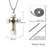 
              Vnox Men's Large Fleur-de-lis Cross 3-Tone Pendant Necklace
            