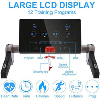 Foldable Electric Treadmill, Space Saving Folding Walking Machine Large Running Area for Small Apartment Home Office 220lbs Max