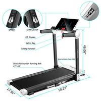 Foldable Electric Treadmill, Space Saving Folding Walking Machine Large Running Area for Small Apartment Home Office 220lbs Max