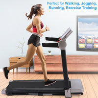 Foldable Electric Treadmill, Space Saving Folding Walking Machine Large Running Area for Small Apartment Home Office 220lbs Max