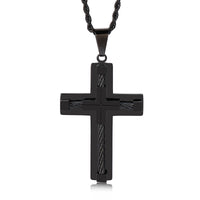 Stainless Steel Wire Cross Pendant Necklace Men