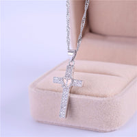 Cross Crown Necklace Women Silver