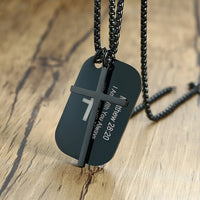 
              Bible Cross Dog Tag Necklaces
            