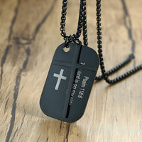 
              Bible Cross Dog Tag Necklaces
            