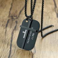 Bible Cross Dog Tag Necklaces