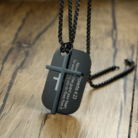 Bible Cross Dog Tag Necklaces
