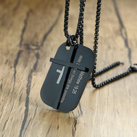 Bible Cross Dog Tag Necklaces