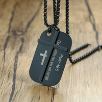 Bible Cross Dog Tag Necklaces