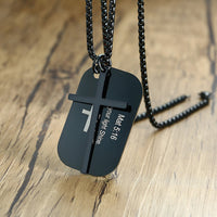 Bible Cross Dog Tag Necklaces