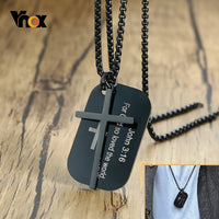 Bible Cross Dog Tag Necklaces