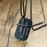 
              Bible Cross Dog Tag Necklaces
            