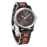 
              Men's Handcrafted Engraving Ebony & Rose Wood Watch - Best Gift Idea!
            