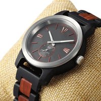 Men's Handcrafted Engraving Ebony & Rose Wood Watch - Best Gift Idea!