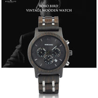 Wood Watch Men Business Watches Chronograph Military Quartz Wristwatch