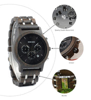 
              Wood Watch Men Business Watches Chronograph Military Quartz Wristwatch
            