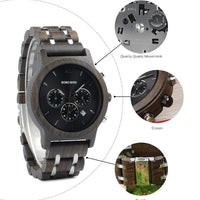 Wood Watch Men Business Watches Chronograph Military Quartz Wristwatch