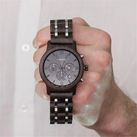 
              Wood Watch Men Business Watches Chronograph Military Quartz Wristwatch
            