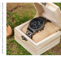 Wood Watch Men Business Watches Chronograph Military Quartz Wristwatch