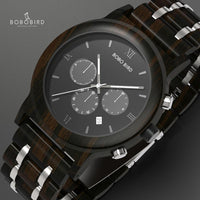 
              Wood Watch Men Business Watches Chronograph Military Quartz Wristwatch
            