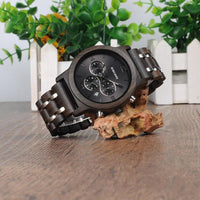 
              Wood Watch Men Business Watches Chronograph Military Quartz Wristwatch
            