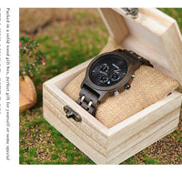 Wood Watch Men Business Watches Chronograph Military Quartz Wristwatch