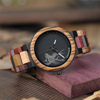 P14-2 Deer Collection Wood Watches Date and Week Display Quartz Men