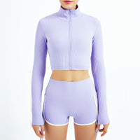 Long Sleeve Sports Jacket Women Zip Fitness Yoga